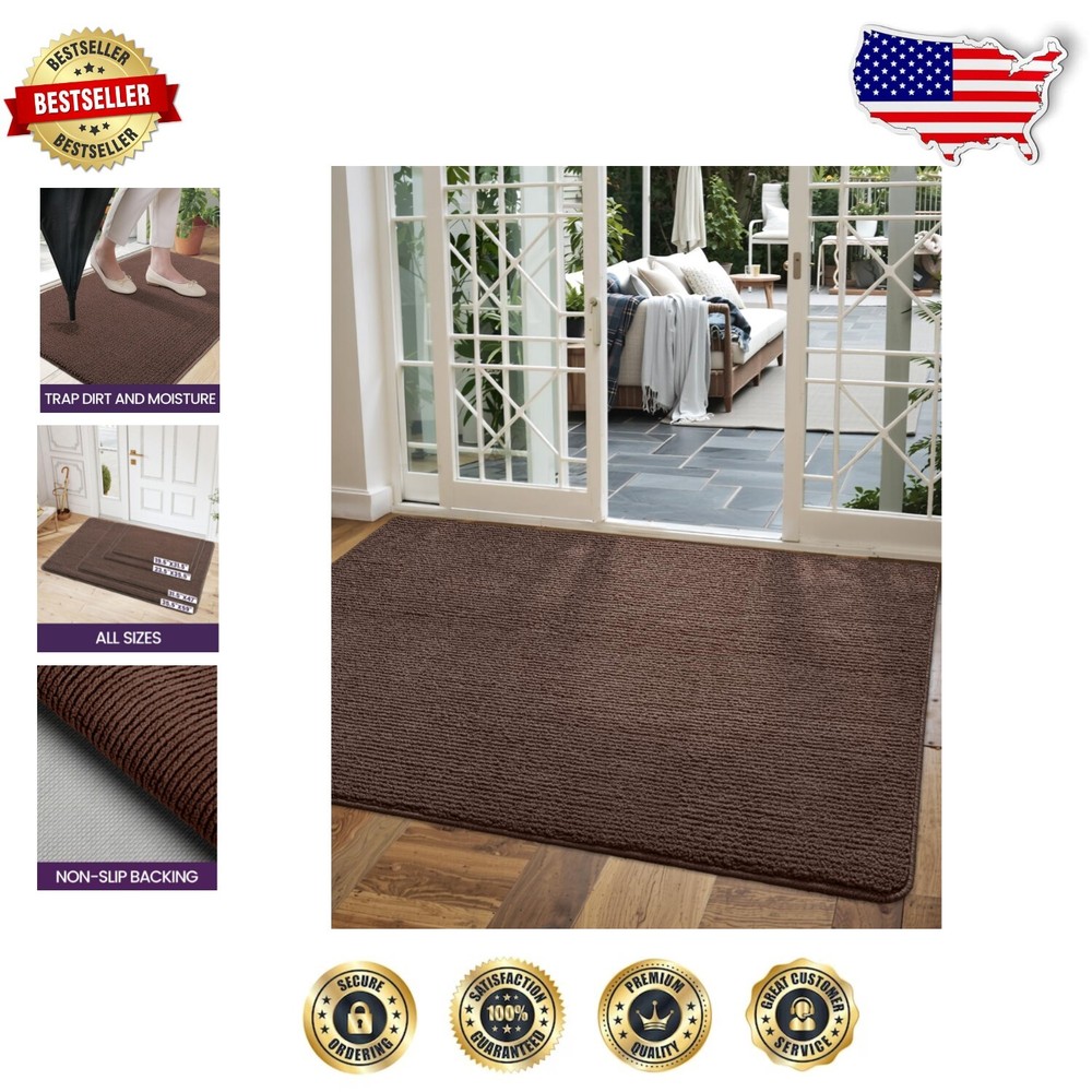 Stylish Brown Washable Entrance Mat - 31.5