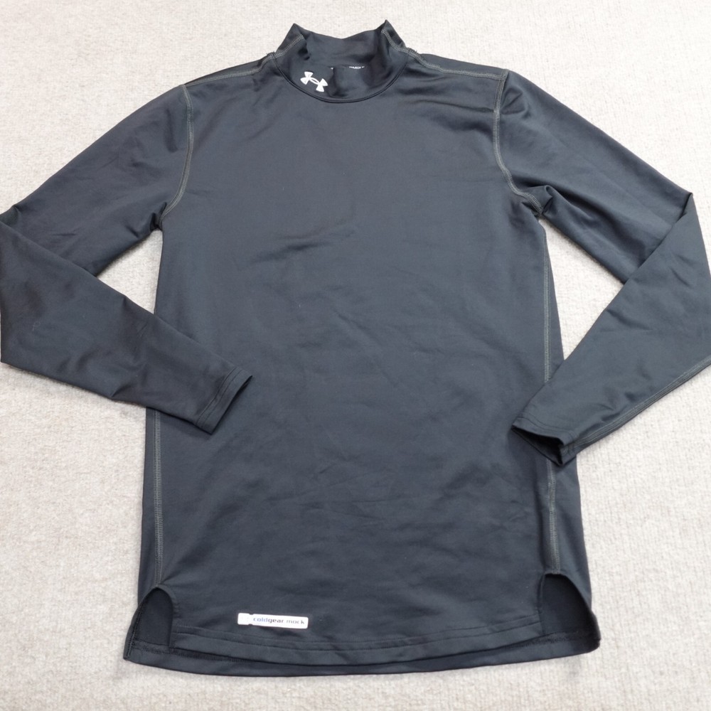 Under Armour Mens Small Black Long Sleeve Mock Neck Compression Cold Gear Shirt