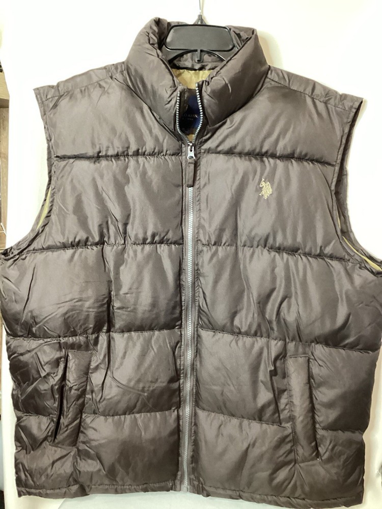 NWOT U.S. Polo Assn. Men’s Puff Vest Dark Brown XL