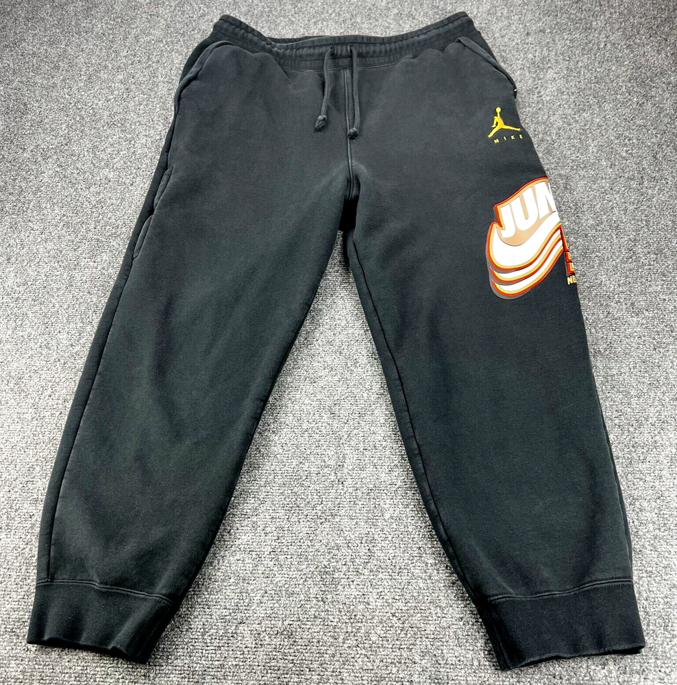 NIKE JORDAN JUMPMAN NBA World Champs 91 92 93 Sweatpants Joggers Mens XL Black