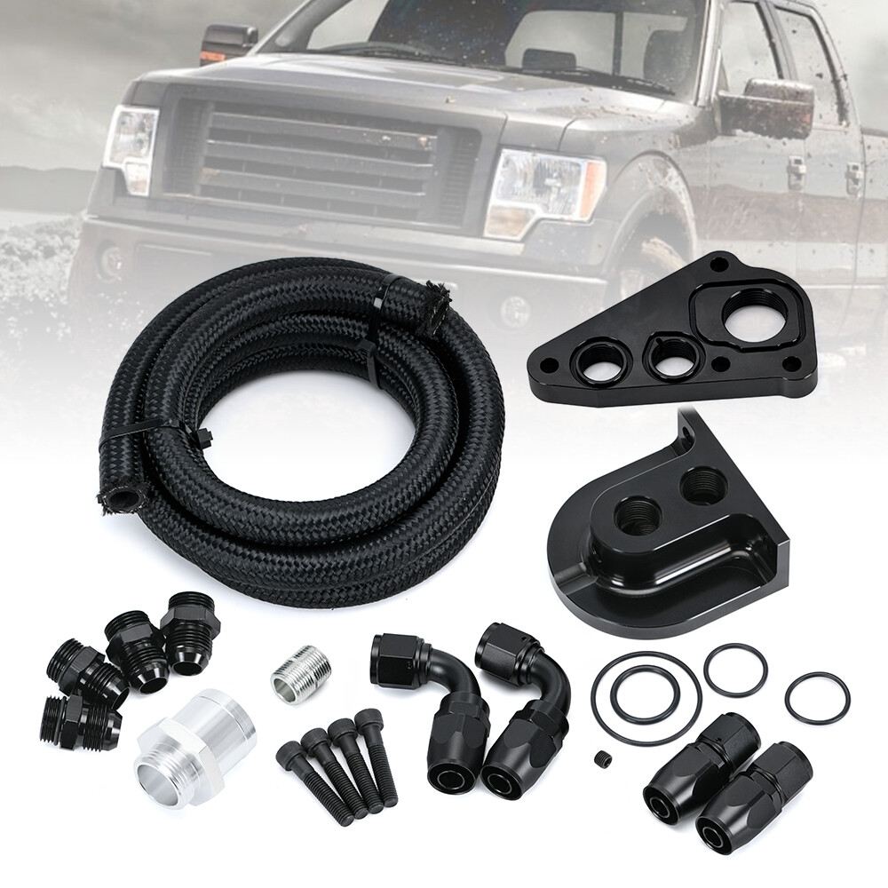 For 96-10 Ford 4.6 5.4 V8 F150 Oil Filter Relocation Kit 98-14 Lincoln Navigator
