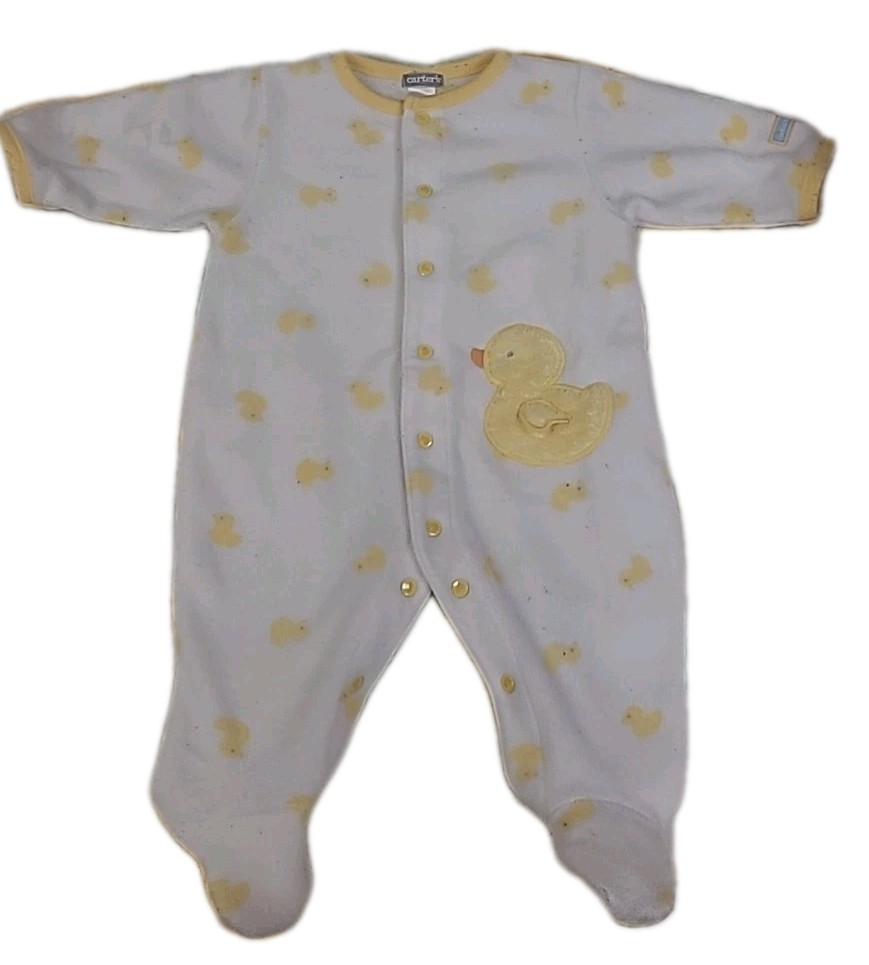 Baby Clothes Vintage Carter's 0-3 Month Yellow Velour Duck Footed Outfit