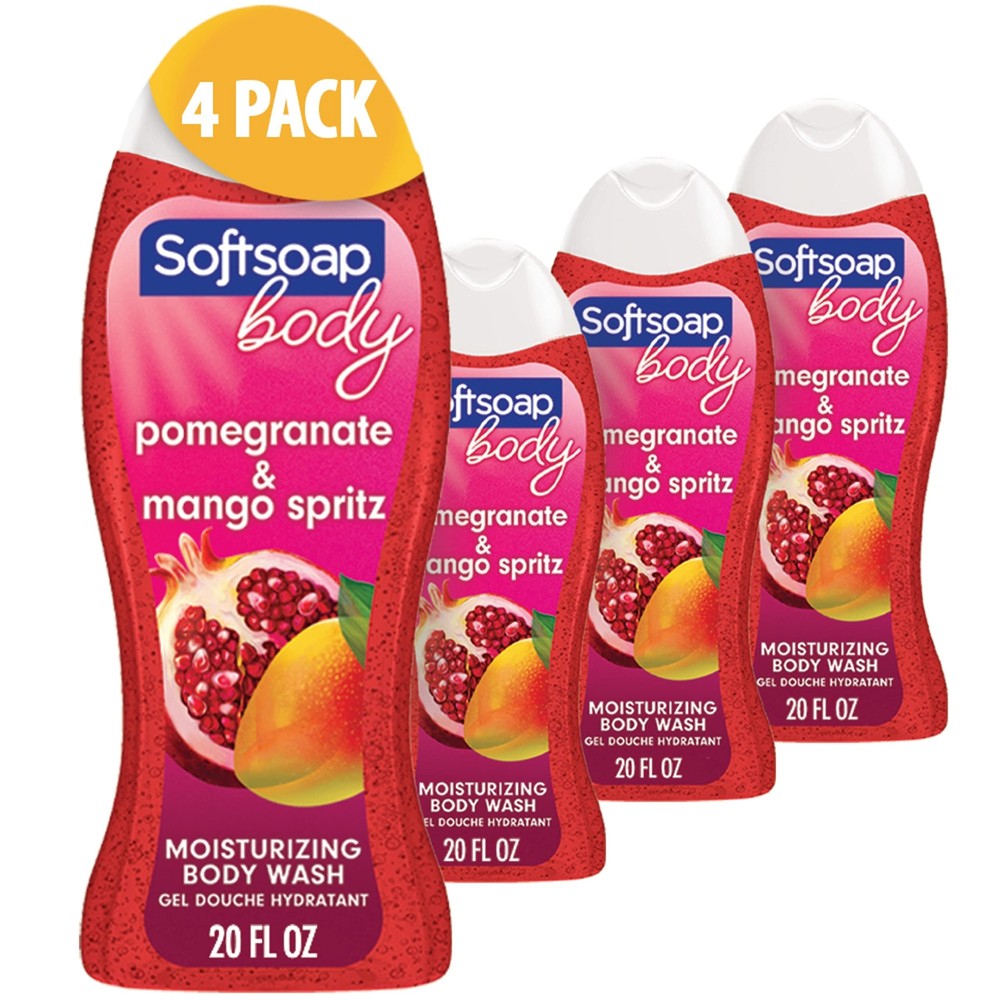 Body Wash, Pomegranate & Mango Spritz Body Wash, 20 Fl Oz (Pack of 4)