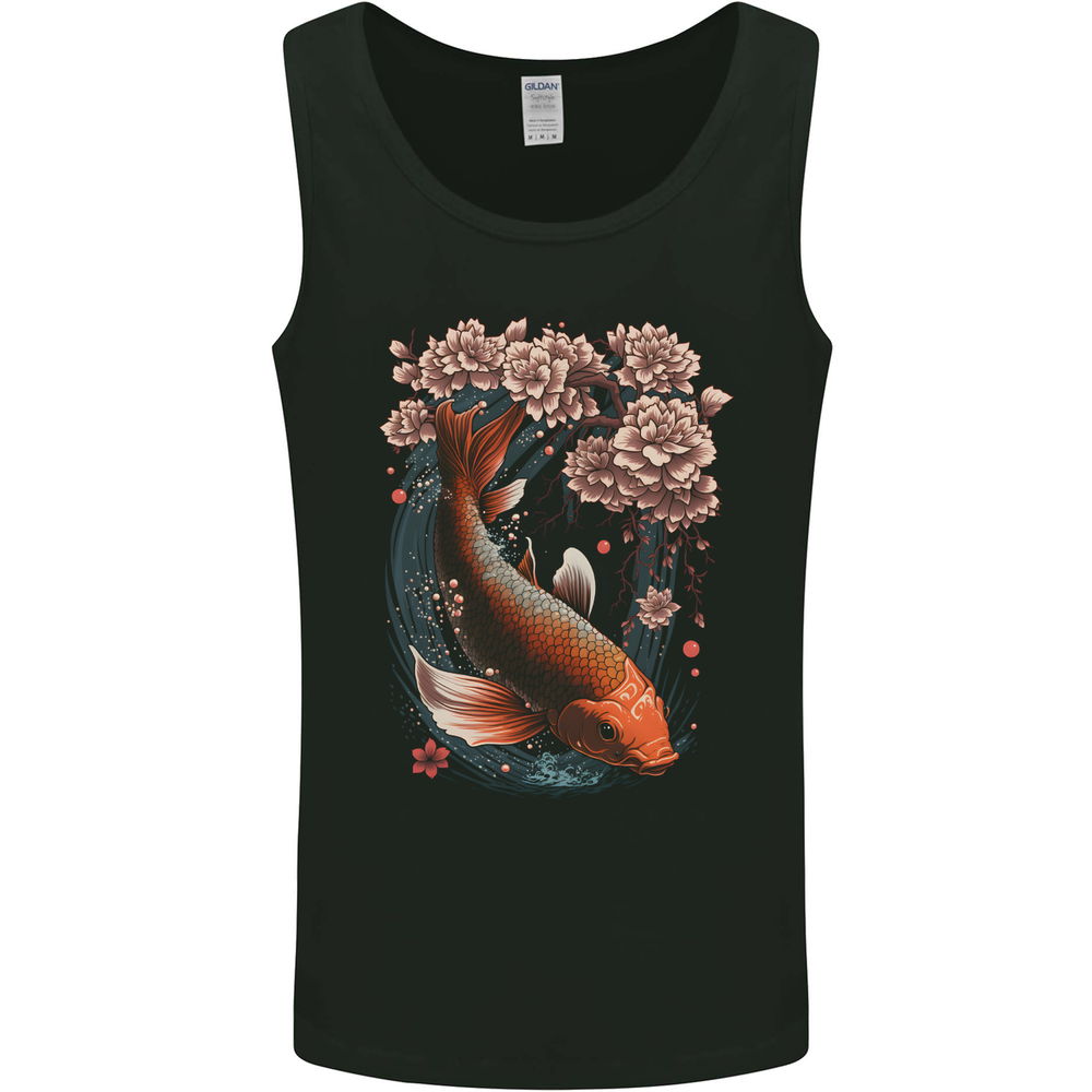Mystical Koi Carp Flowers Mens Vest Tank Top