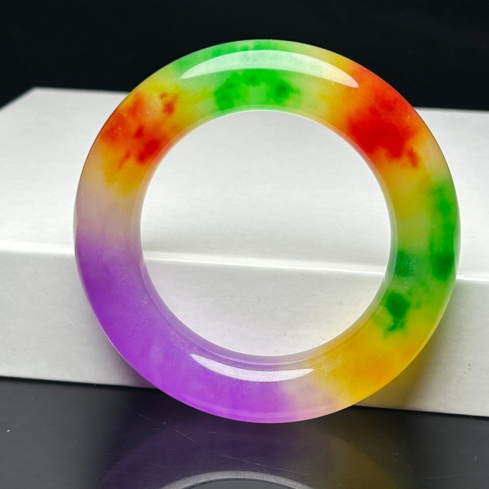 Certified Natural high Ice Burmese multicolour Jade jadeite bracelet 58-59mm
