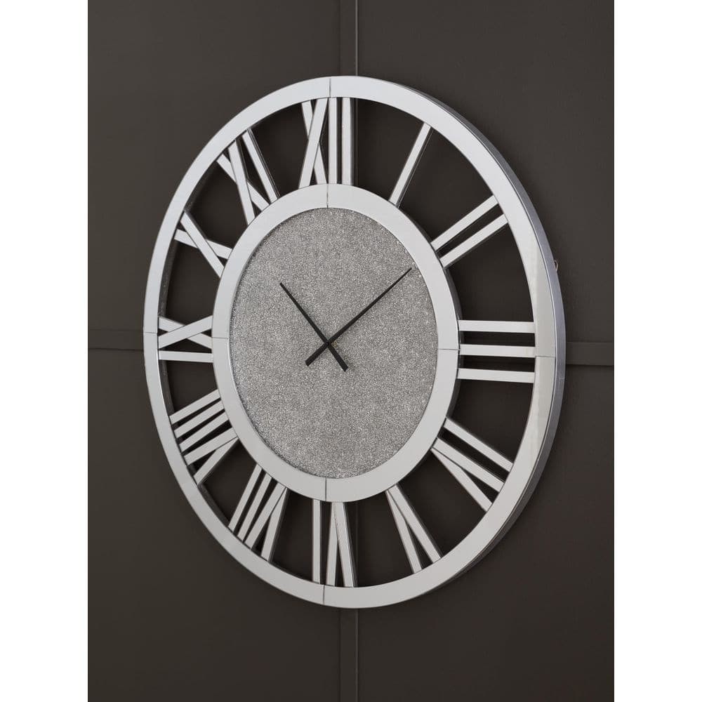 Gray Analog Roman Numeral Glass Wall Clock