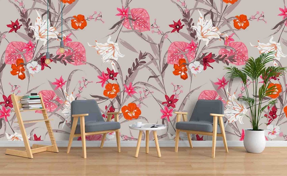 3D Flower Plantation Pattern Wall Murals Wallpaper Murals Wall Sticker