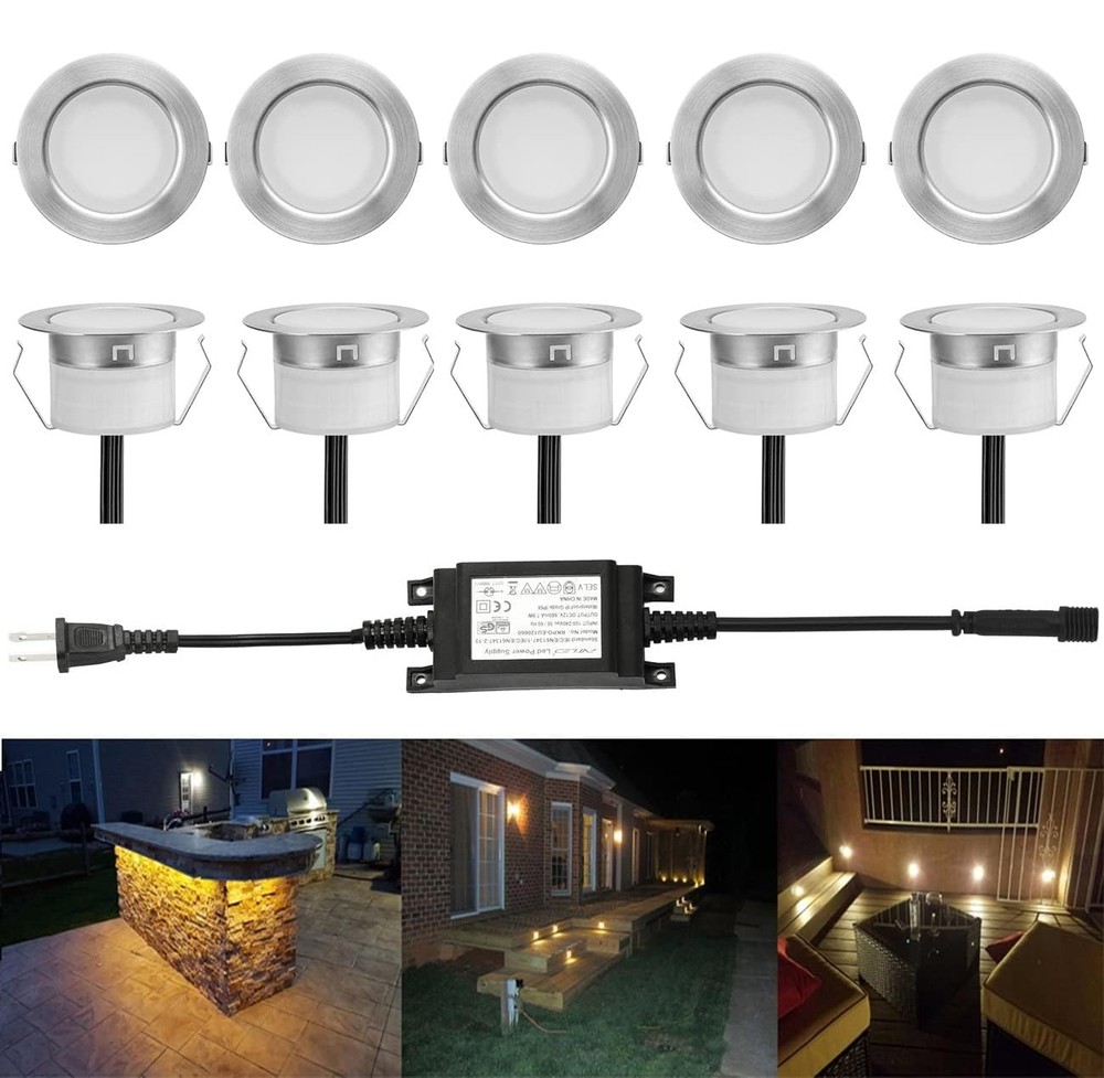10pcs Warm White LED Deck Lights for Outdoor Decoration
