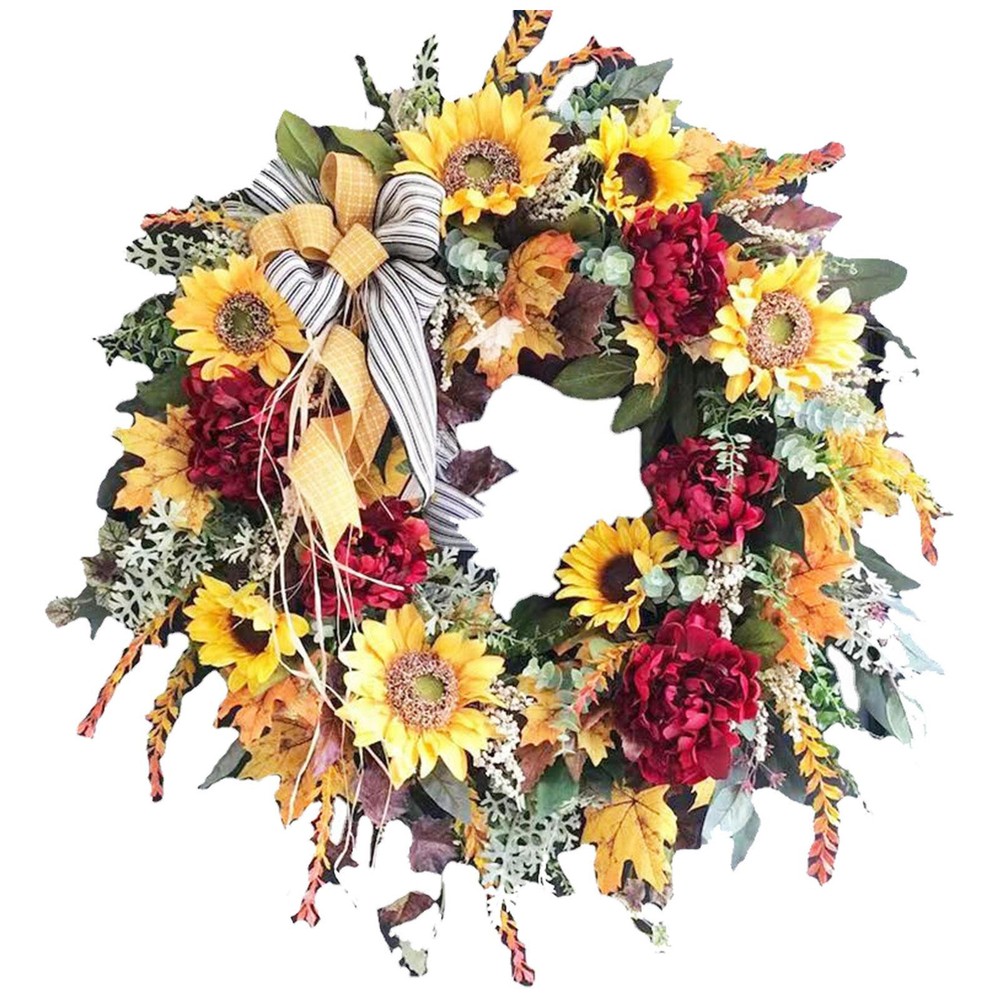 Sunflower Wreath French Country Harvest Autumn Decoration  