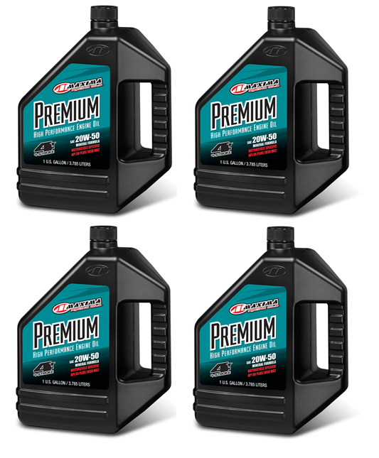 4 Gallon Bottles Maxima Premium 4 20W-50 Mineral Motorcycle ATV Engine Oil