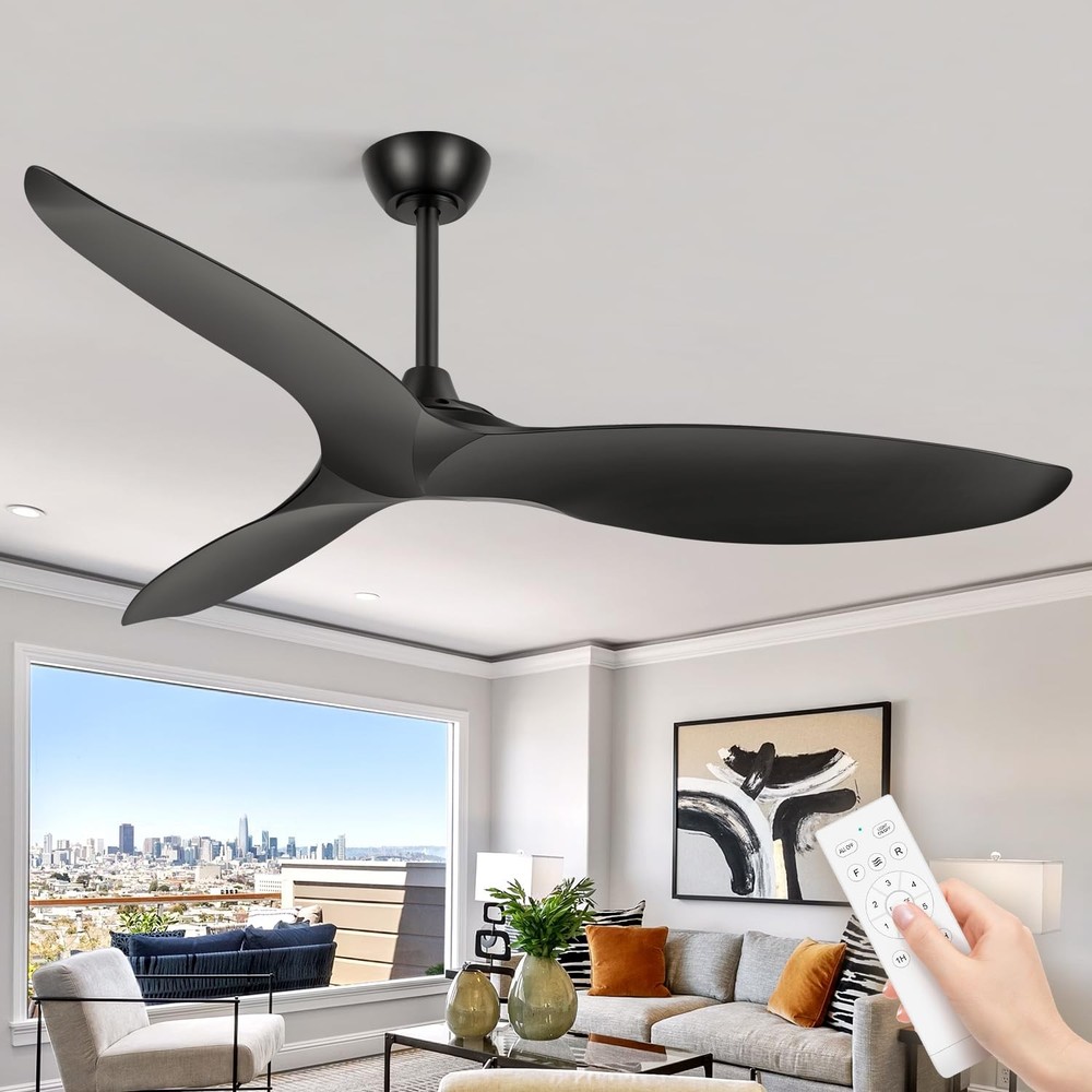 56 Inch Ceiling Fans without Light Remote Control, Quiet Reversible DC Motor,...
