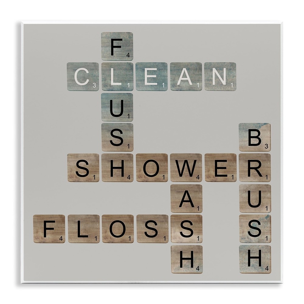 Stupell Industries 12x12 Scrabble Bathroom Wall Art Plaque Decor