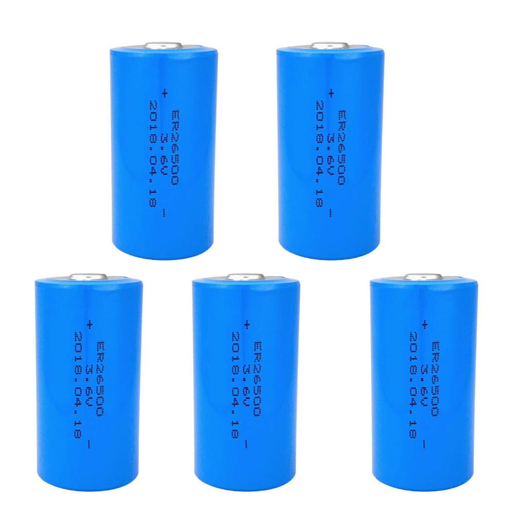 5pcs ER26500 3.6V 8500mAh Batteries for Water Meter Smoke Detector No Plug