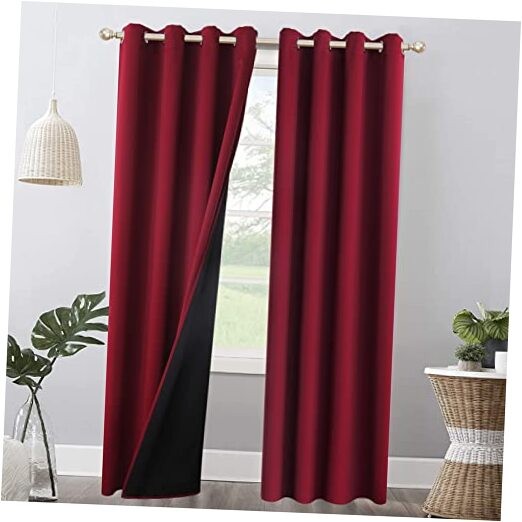 Blackout Curtains for Bedroom 52x84 Inches 2-Pack Wine Color Thermal Insulated Room Darkening