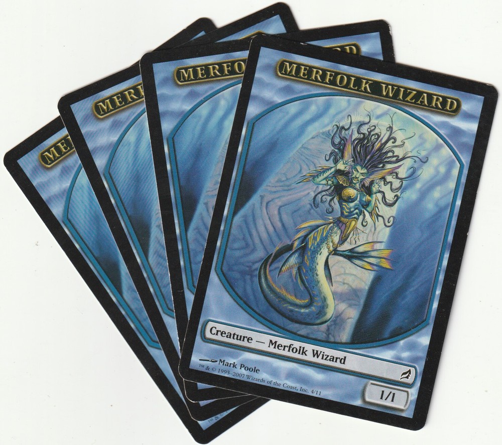 MTG LRW 2007 Merfolk Wizard Blue Creature Tokens Set of 4