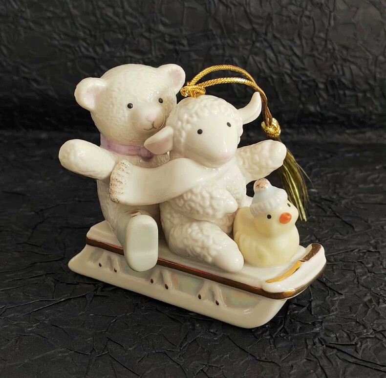 LENOX Ski Sled Animal Friends Hanging Ornament Pendant Collectible Collection