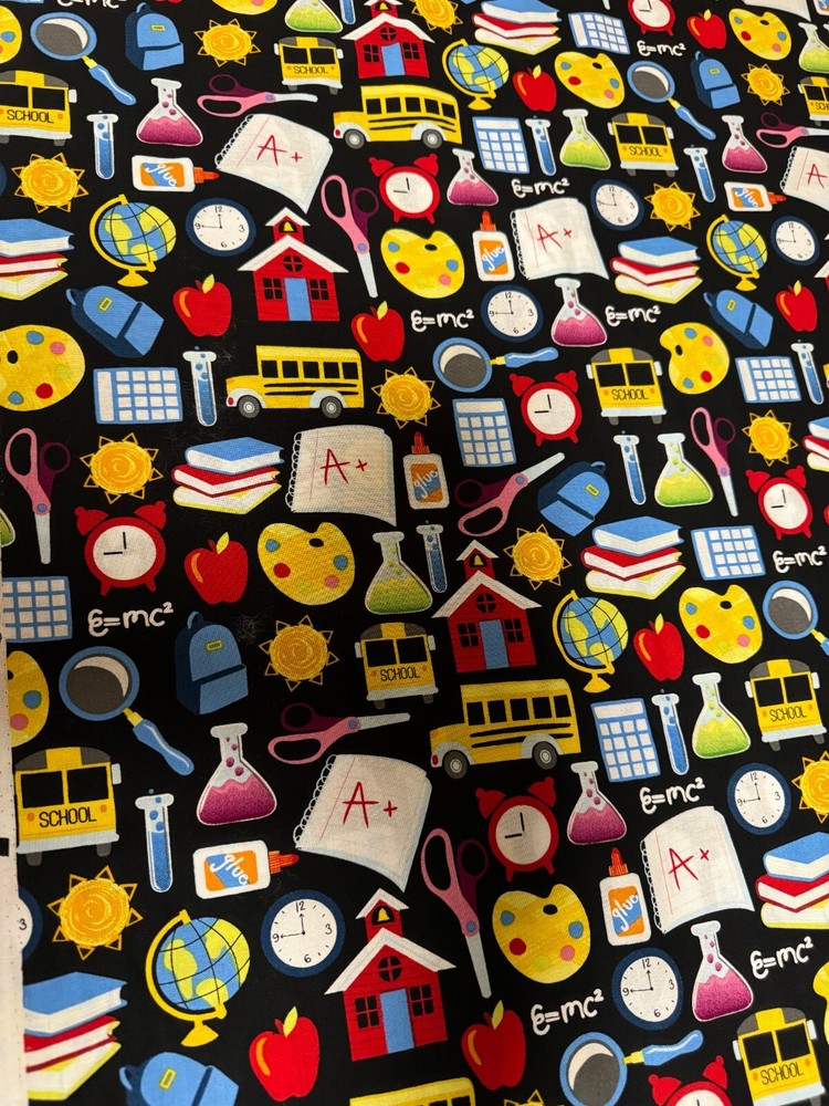 Fun Back To School sewing cotton Fabric / yd  44