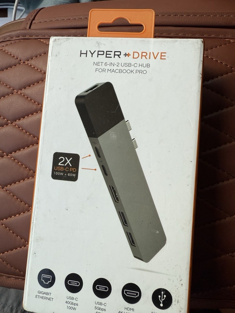 HyperDrive NET 6-in-2 USB-C Hub with HDMI 100W PD and Ethernet for MacBook Pro Air