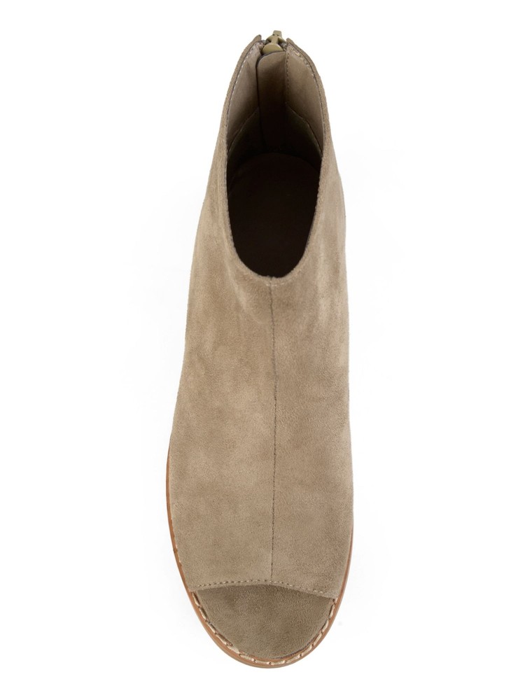 JOURNEE COLLECTION Womens Gray Open Toe Reya Round Toe Block Heel Booties 5.5 M