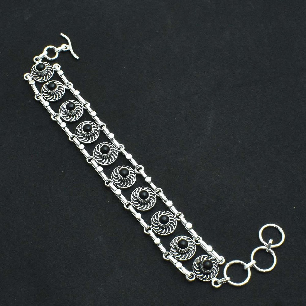 Handmade Black Onyx Gemstone Ethnic Bracelet for Women 29 Gms Gift AB-68962