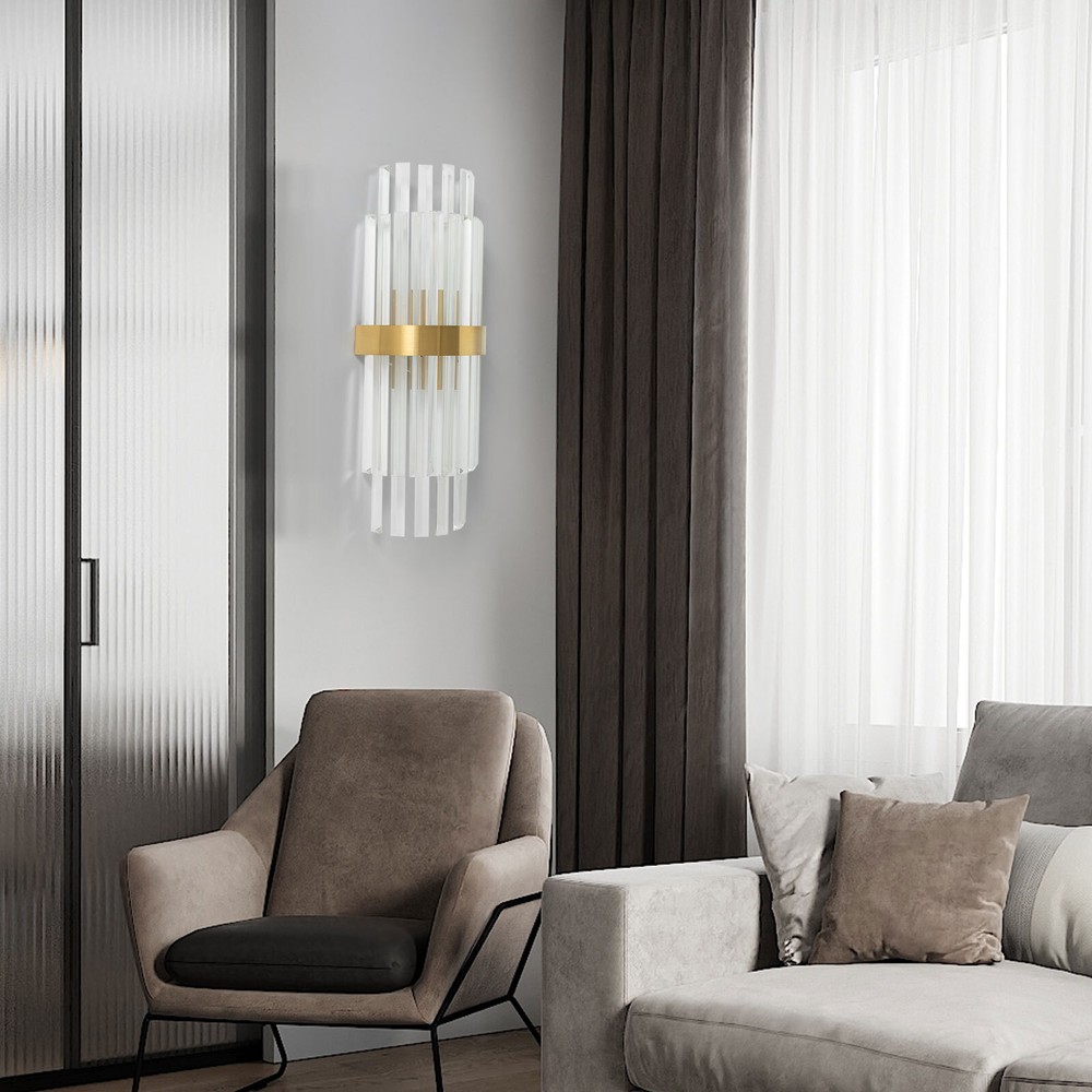 Luxury Modern Golden Crystal Wall Sconce for Hallway & Indoor Lighting