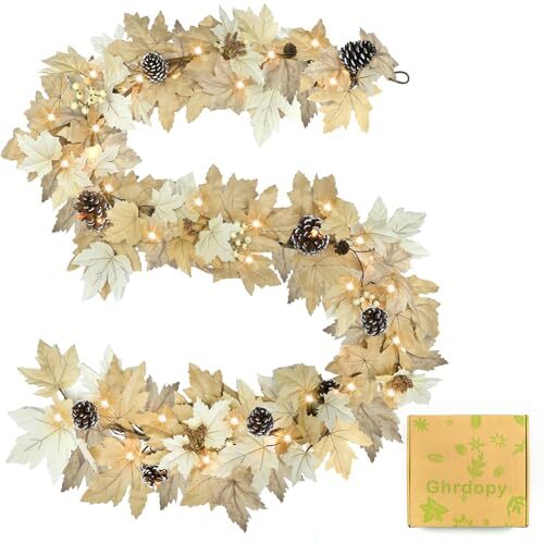6FT Maple Leaf Fall Garland with Lights - Hanging Vine Decor for Table