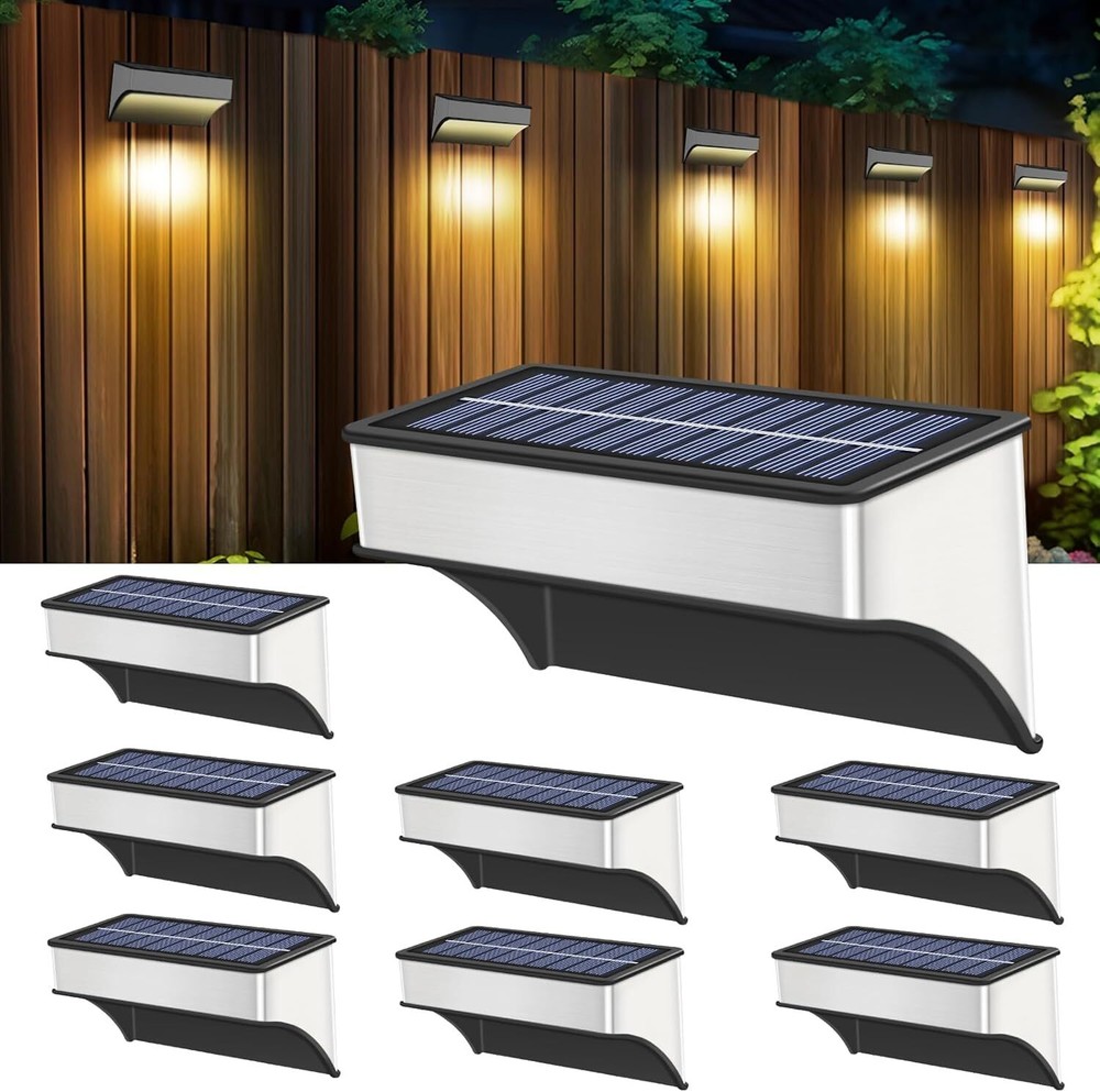 Solar Fence Lights Outdoor 8 Pack Waterproof 60 Lumen LED Aluminum Alloy Garden Pathway Lighting