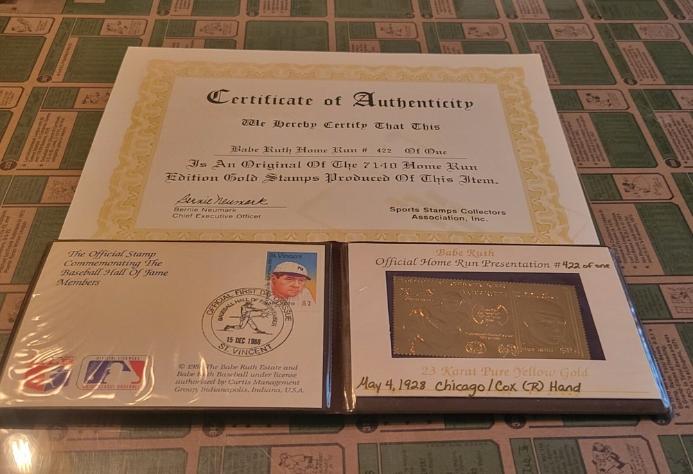 12/15/88 Hall Of Fame Member Babe Ruth Official First Day Home Run Stamp Gold-image