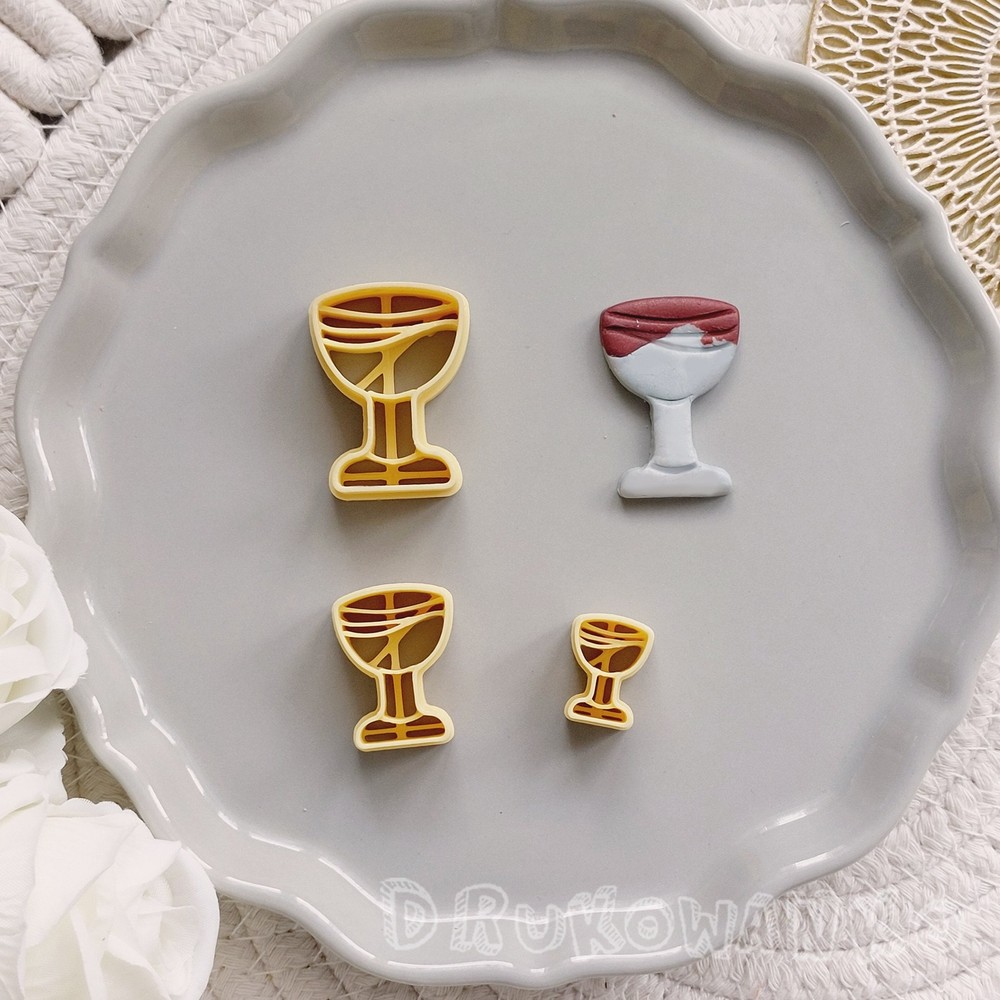 French Wine Glass Polymer Clay Cutter For Earrings Alcohol Dinner Theme