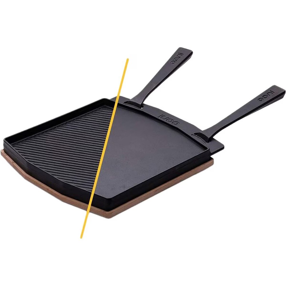 Ooni Dual-Sided Grizzler Plate-Reversible Cast Iron Skillet&Griddle Flash ShipUS