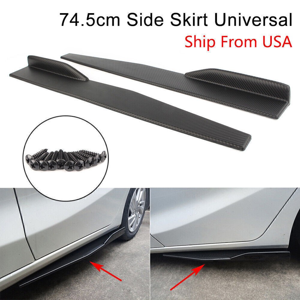 74.5cm Side Skirt Rocker Diffuser Splitting Spoiler Wings Carbon Fiber Auto 2PCS