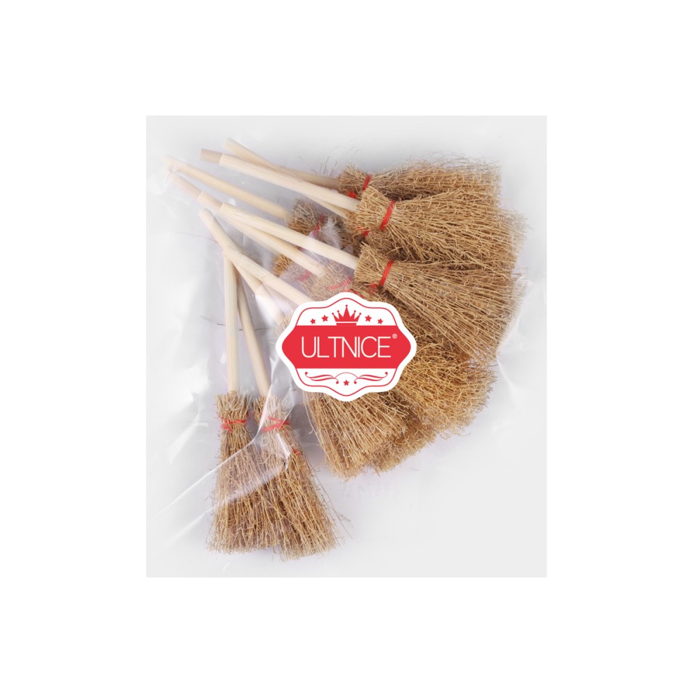 12 Mini Witch Broom Decor Hanging Props for Halloween Party