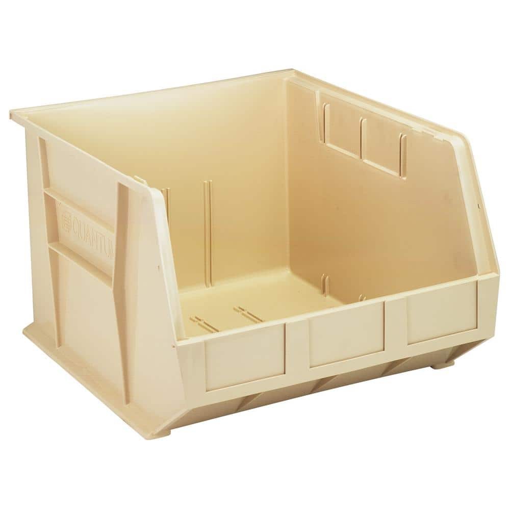 Ultra Series 27 Qt Stackable Ivory Storage Bins 3-Pack