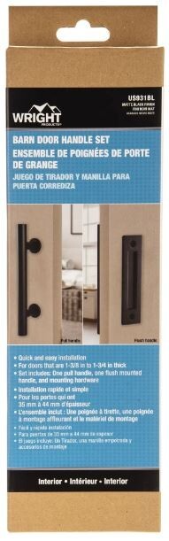 Barn Door Handle Set ~ Matte Black Finish ~ US931BL ~ Wright Products