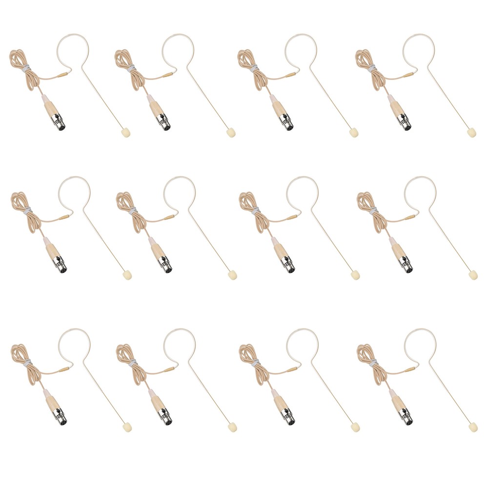 12xBeige Single Earhook Headset mini XLR Microphone for Shure Wireless-TA4F 4pin