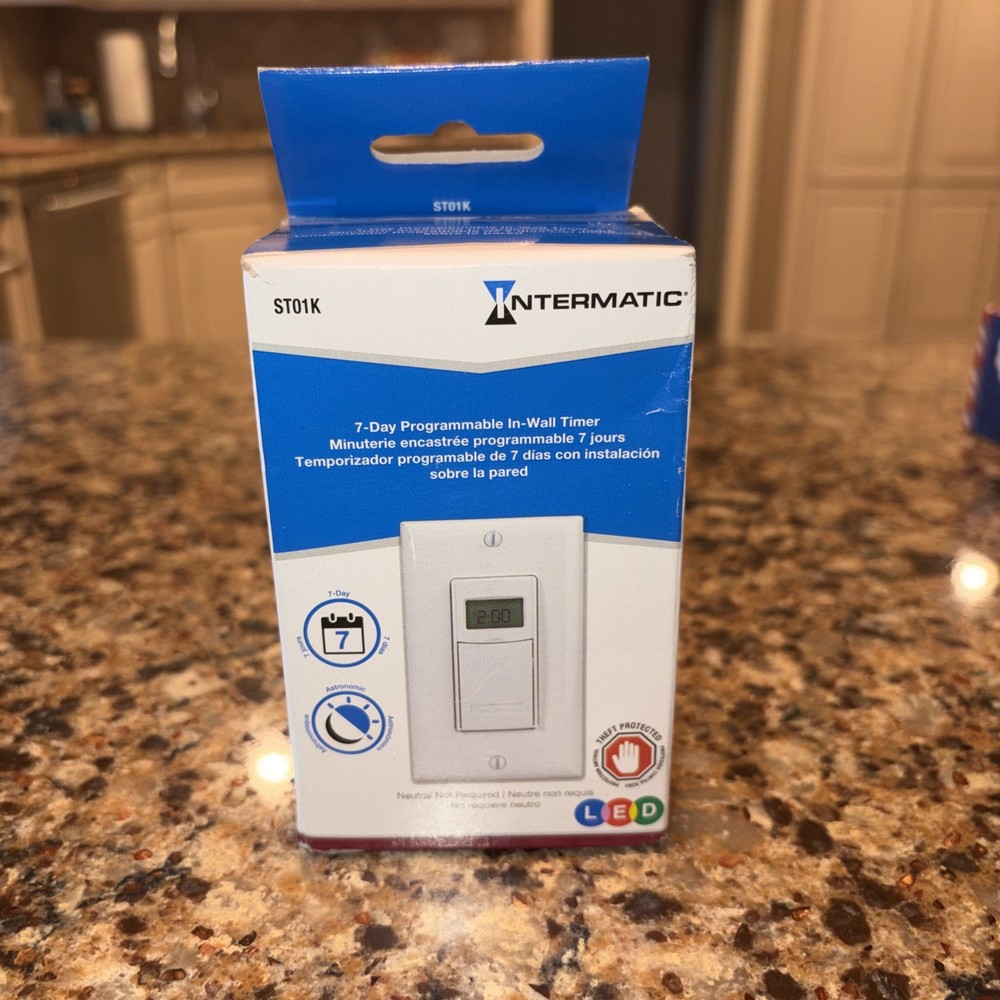 Intermatic ST01K 7-Day Programmable Astronomic Timer Wall Switch LED Compatible