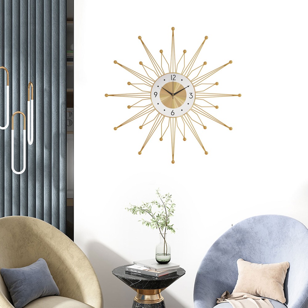 50CM Retro Metal Sunburst Wall Clock Mid Century Modern Vintage Home Decor  