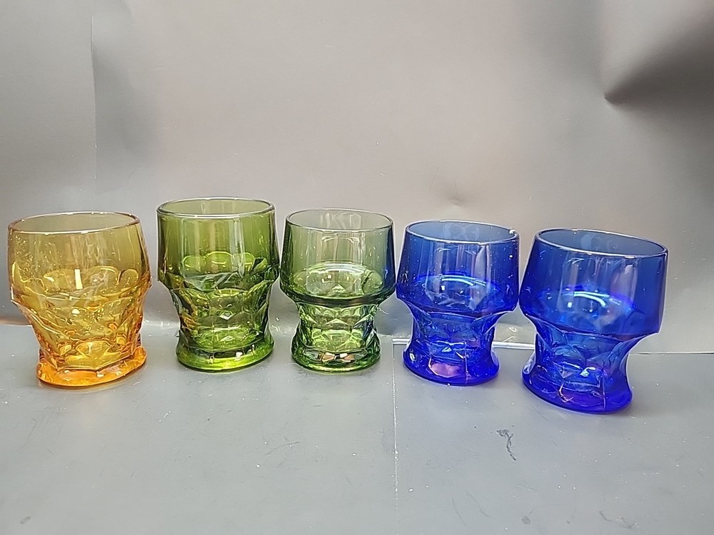 Vintage Viking Georgian Tumblers Lot Of 5 Mixed Sizes And Colors