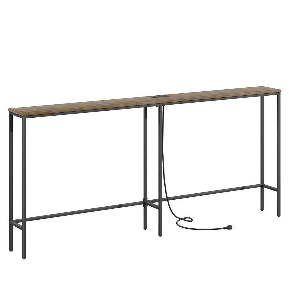 70.9 Inch Modern Narrow Sofa Table with Power Outlet for Behind Couch