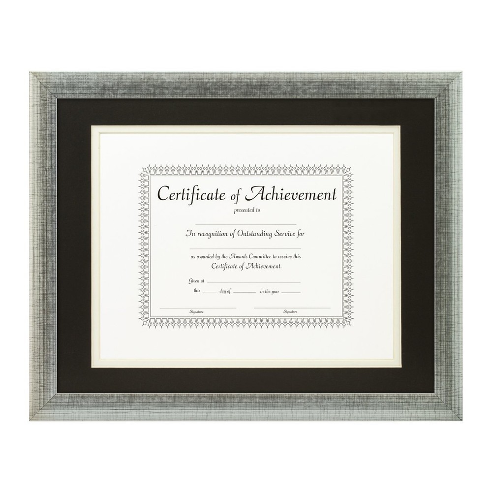 11x14-Inch Distressed Silver Document Frame with Double Mat and 8.5x11 Insert