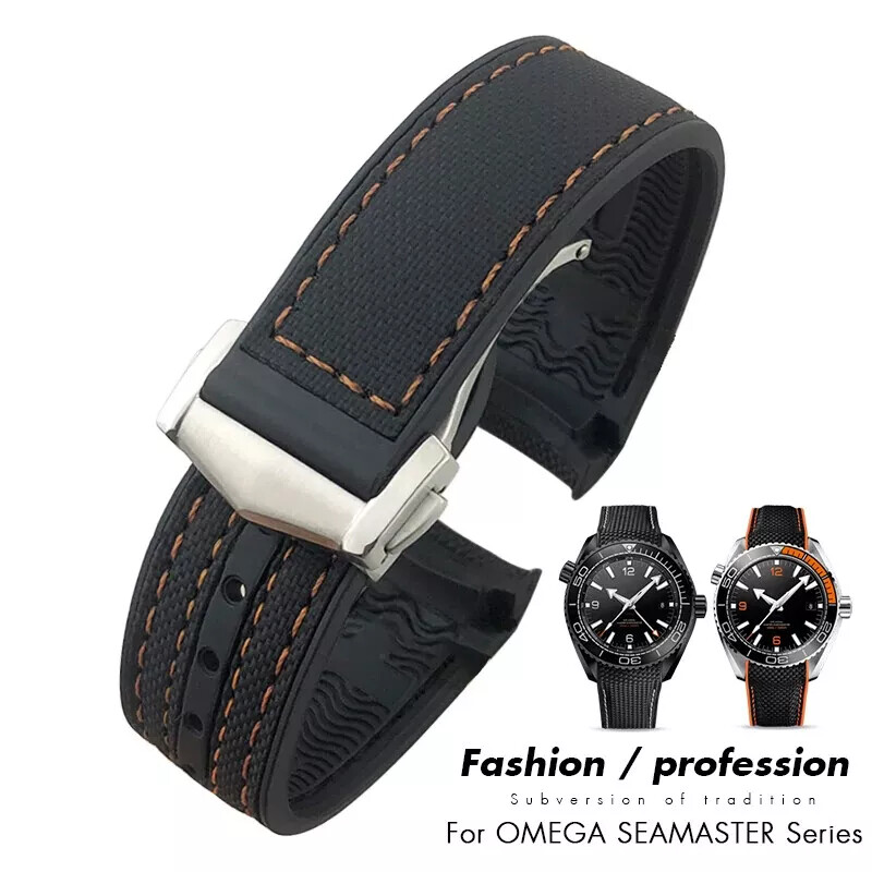 Rubber Leather Watchband for Omega Seamaster Diver 300 20mm 21mm 22mm Wristband