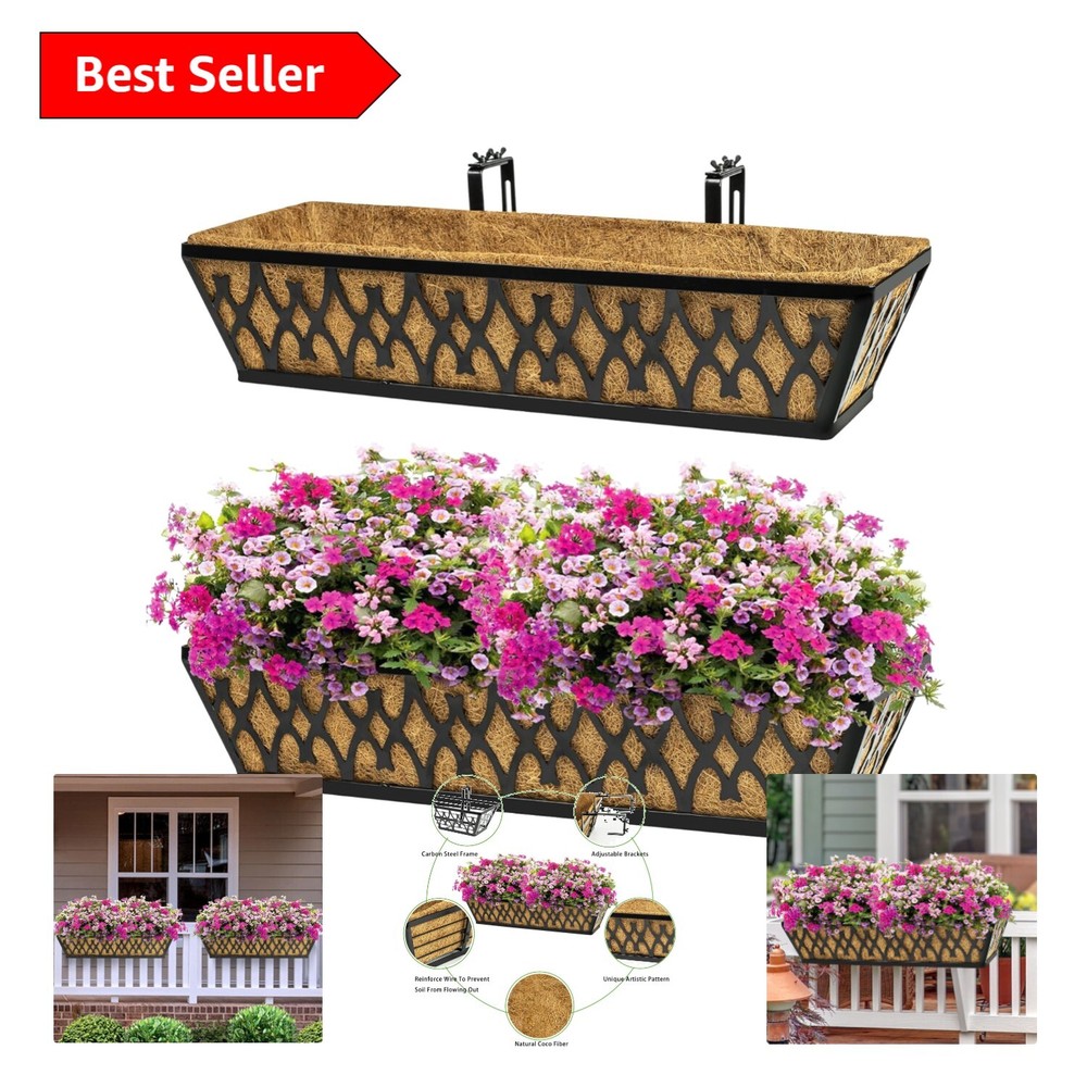 Adjustable 24-Inch Hanging Flower Baskets Planters - 2 Pack for Outdoor Decor