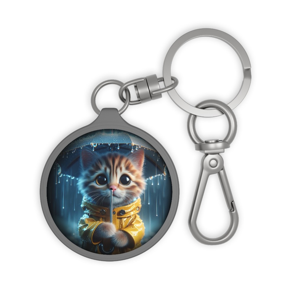 Cat Keyring Tag, Rainy Day Cat Keychain Pet Lover Gift, 25% OFF Christmas Sale-image