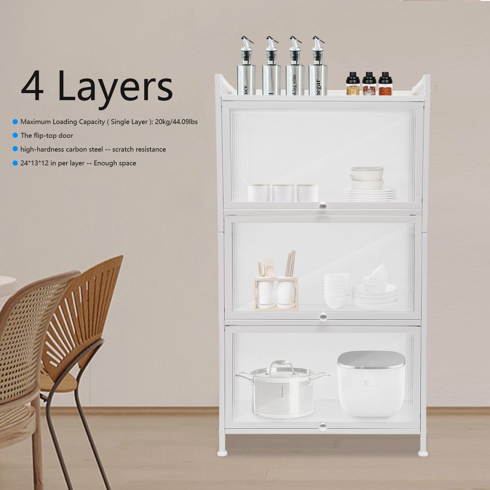 Freestanding Kitchen Pantry Storage Cabinet with Microwave Rack