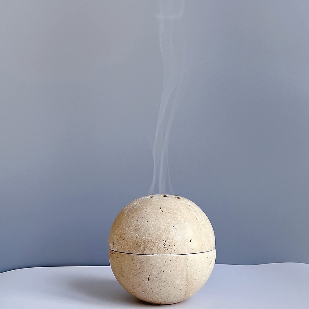 Best 9 Holes Handmade Natural Marble Round Incense Burner Holder for Meditation