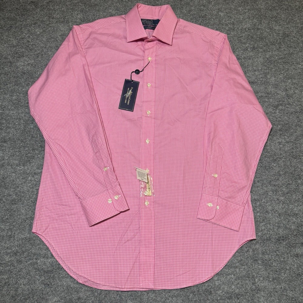 Vintage Polo Ralph Lauren Shirt Mens 16 32/33 Pink Check Button Up Regent NW