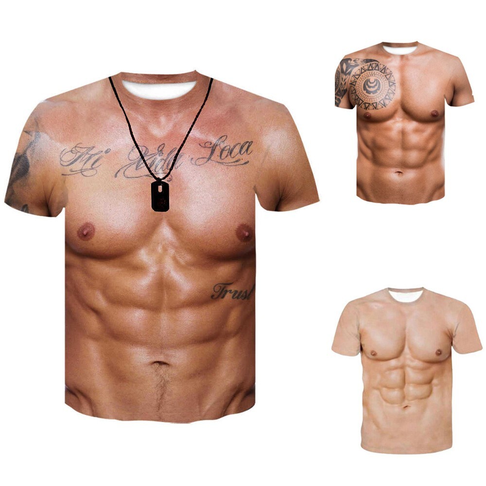 Brand New Top Thirt 3D Printed Breathable Muscle Men\s Top Short Sleeves