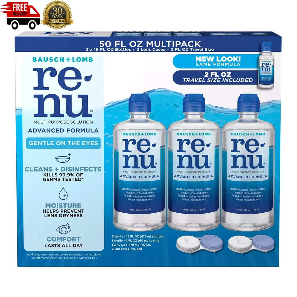 Renu Advanced Formula Multi-Purpose Solution, Triple Disinfectant, 50 Ounces ...