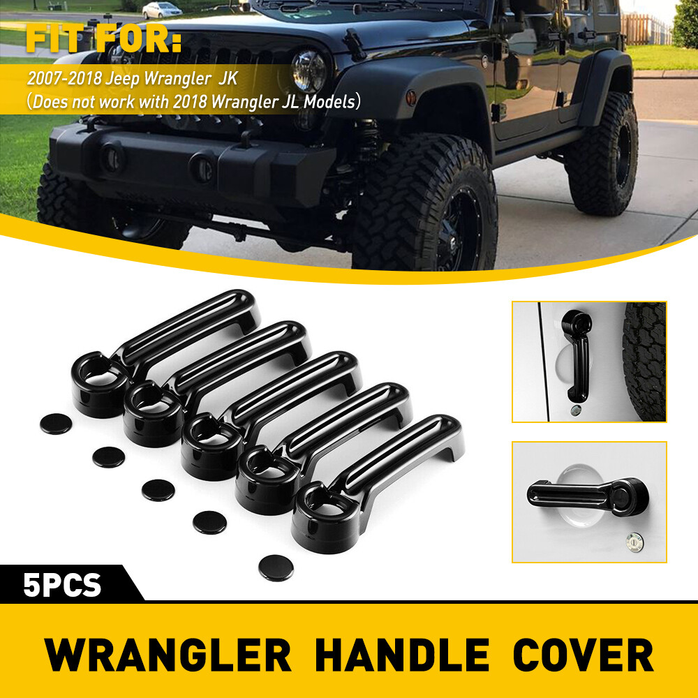 4x Black Door Grab Handle Covers for Jeep Wrangler JK 2007-2017 4-Door