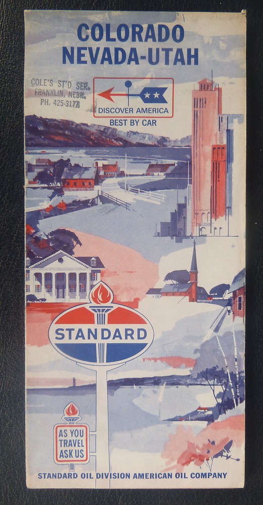1966 Colorado Nevada Utah  road map Standard oil Indiana gas
